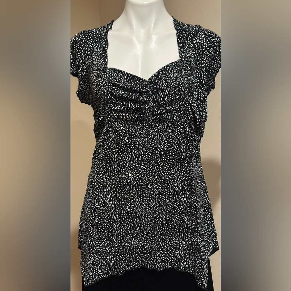 DRESS BARN COLLECTION Black White & Silver Casual Sweetheart Neckline Sz 18W/20W